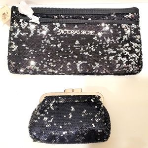 2PC VICTORIA SECRET SEQUIN CLUTCH & COIN PURSE